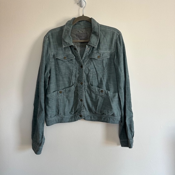 Anthropologie Sage Green Snap Front Lightweight Jacket, Large - Picture 4 of 7
